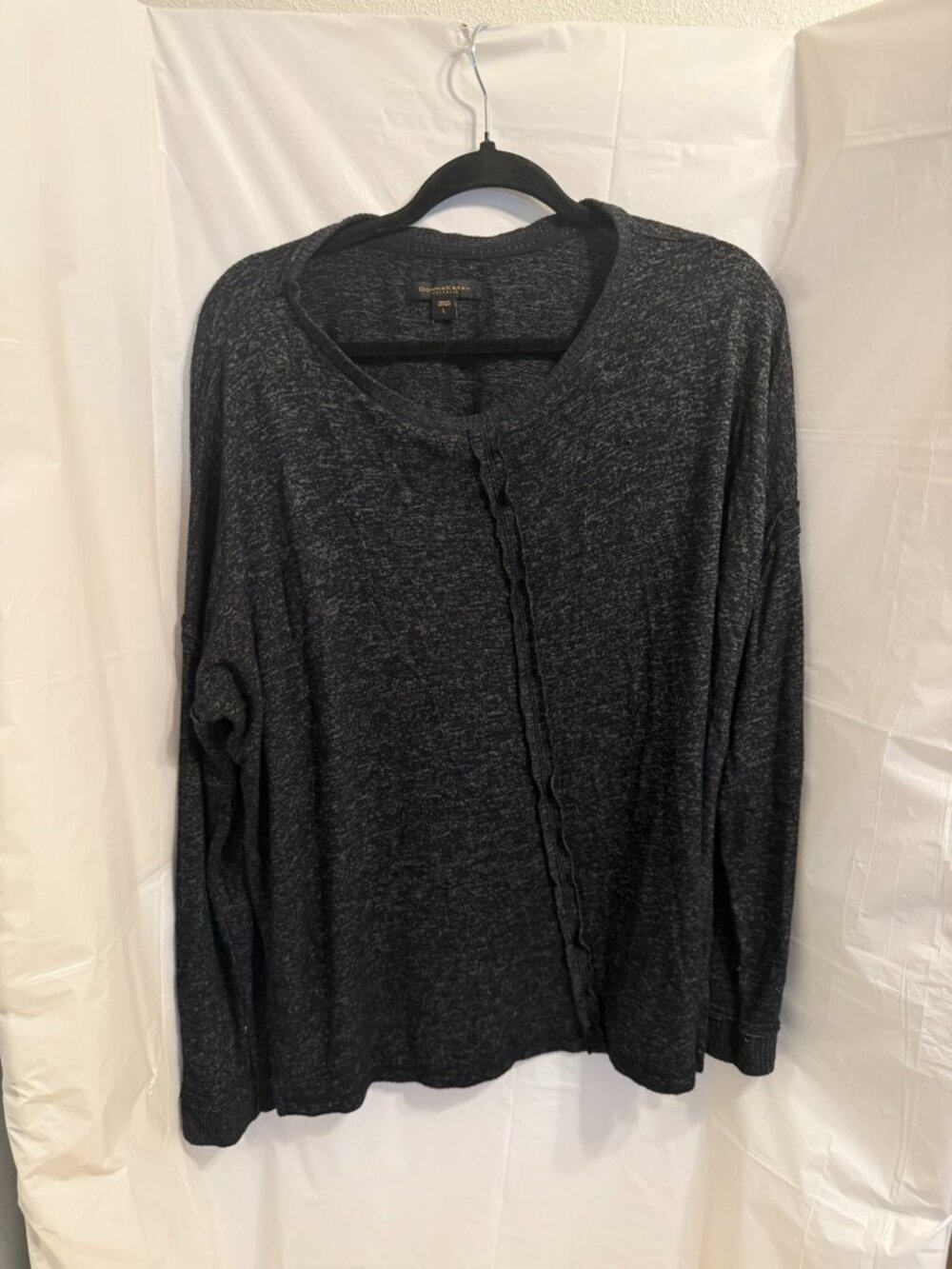 Donna Karan Sleepwear Grey Knit Lounge Top Large